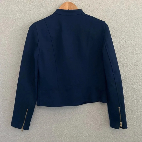 Ralph Lauren Blue Ponte Zip Front Size 4 Tailored Style Jacket - Picture 2 of 5